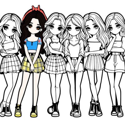 a group of girls realistic