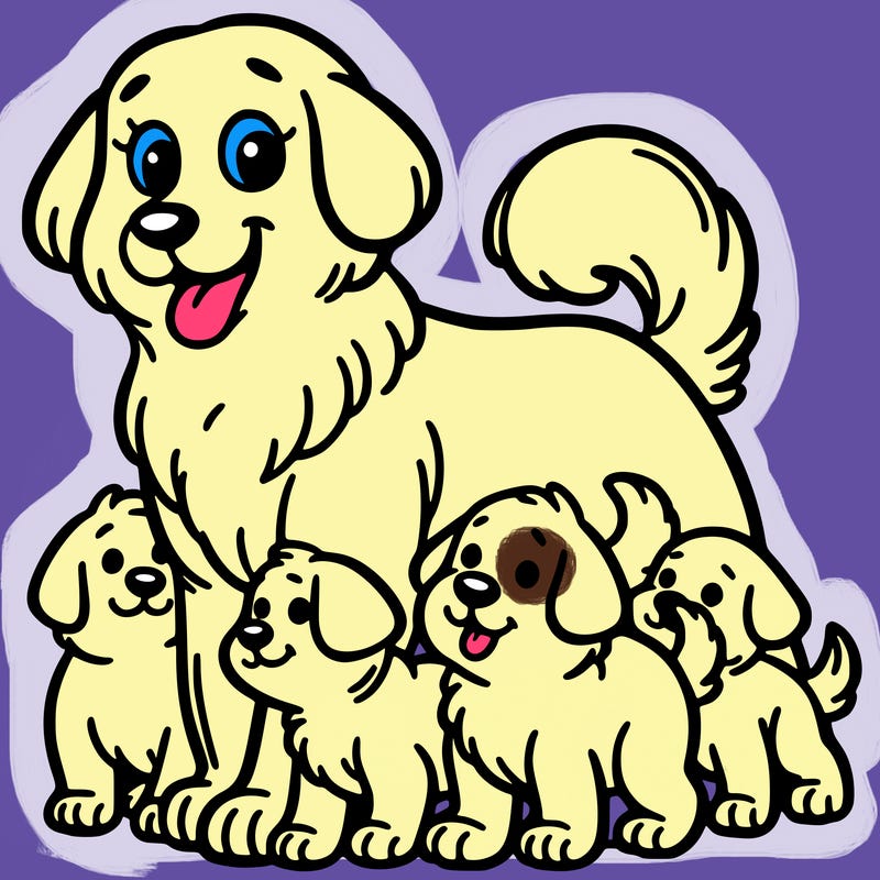 mum dog and puppies