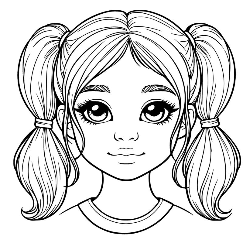 a realistic girl with pig tails