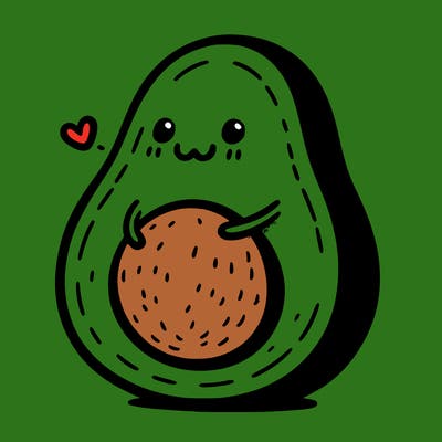 an avocado hugging an avocado