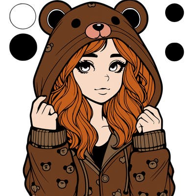 realistic girl in a animal pjs hoodie