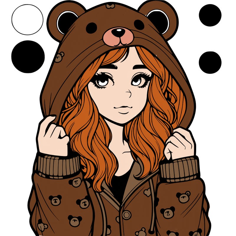 realistic girl in a animal pjs hoodie