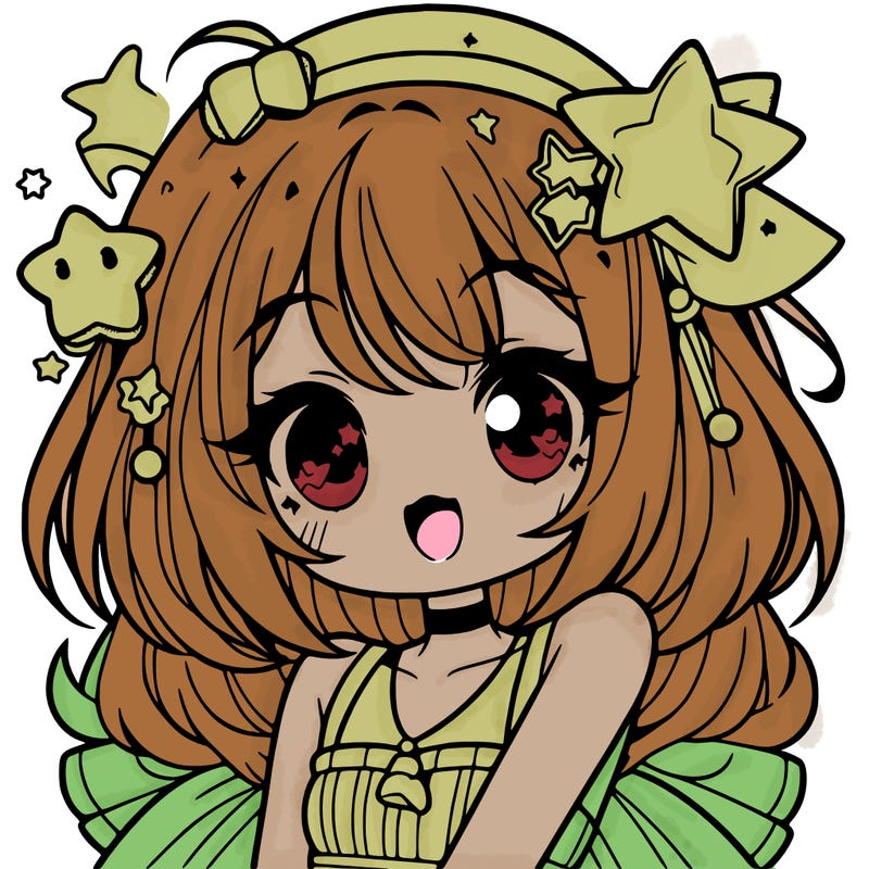 cute anime girl with star accessories