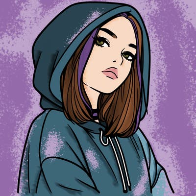 a realistic girl in a hoodie