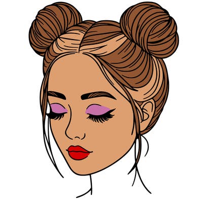 woman with hair buns