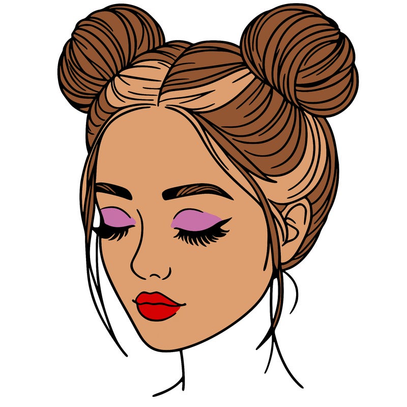 woman with hair buns