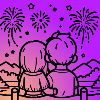 couple watching fireworks