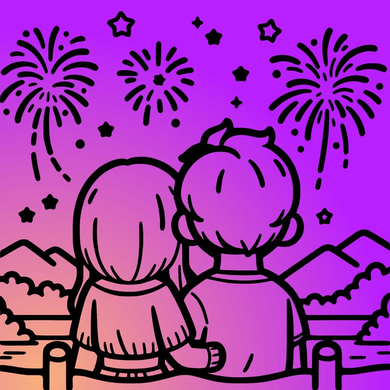 couple watching fireworks