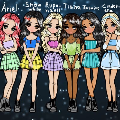 a group of girls realistic