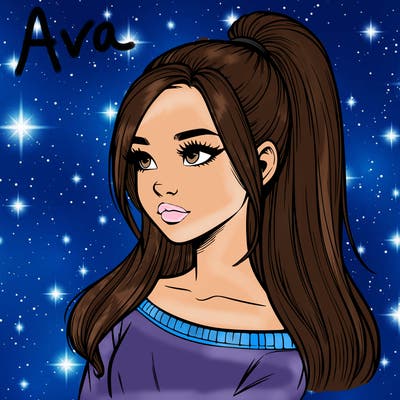 realistic girl with a high ponytail