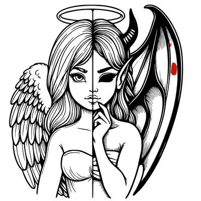 realistic angel half demon