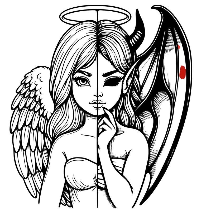 realistic angel half demon