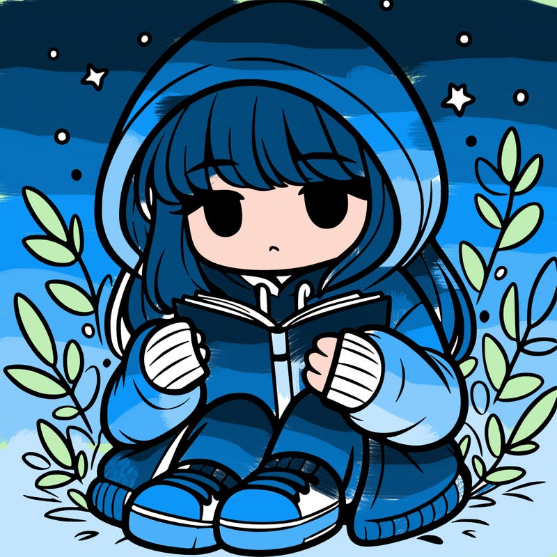 girl in oversized hoodie reading a book