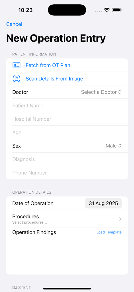 Urology Operation Register - Medical App | MWM