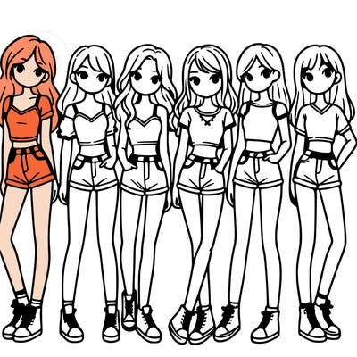 a group of girls wearing crop tops and shorts