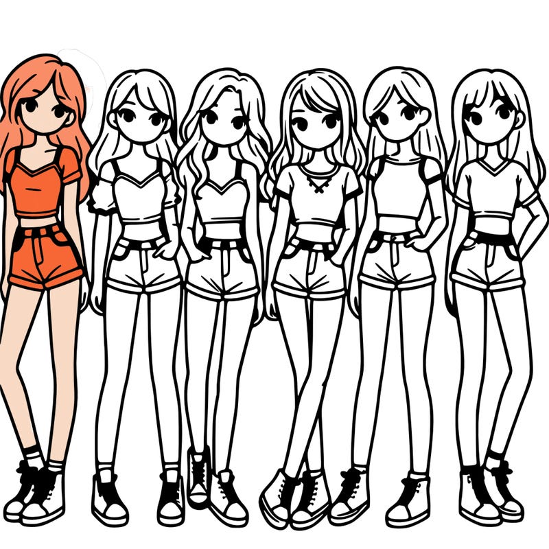 a group of girls wearing crop tops and shorts