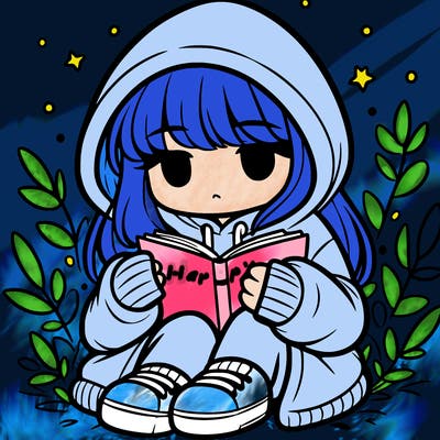 girl in oversized hoodie reading a book