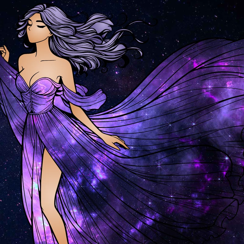 realistic woman in dress flowing the the wind