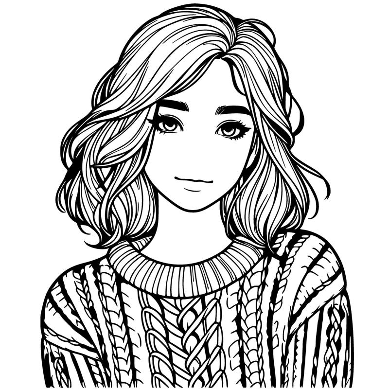 realistic girl in a cozy sweater