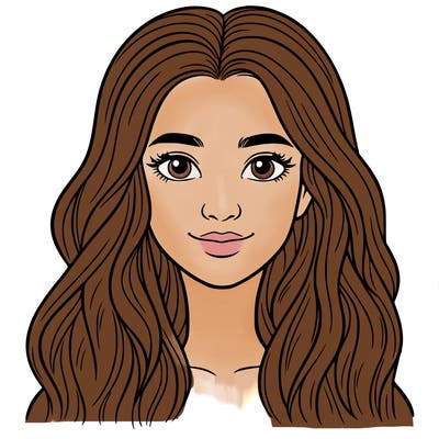 a realistic girl with long hair and a nose