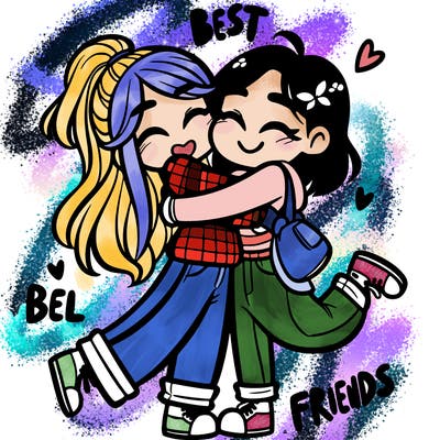 best friends hugging