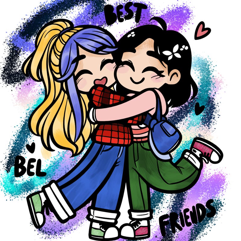 best friends hugging