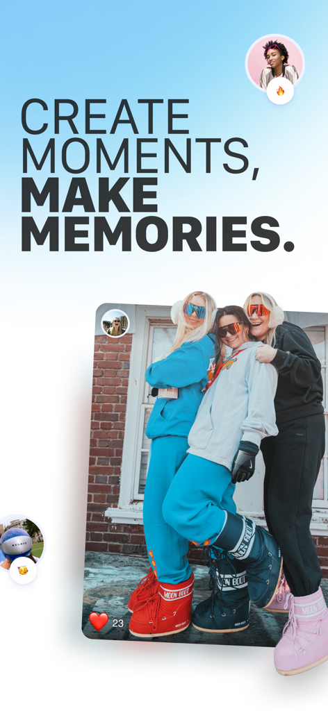 Bounce: Events & Payments - Group of friends posing in colorful winter outfits on the Bounce social event platform