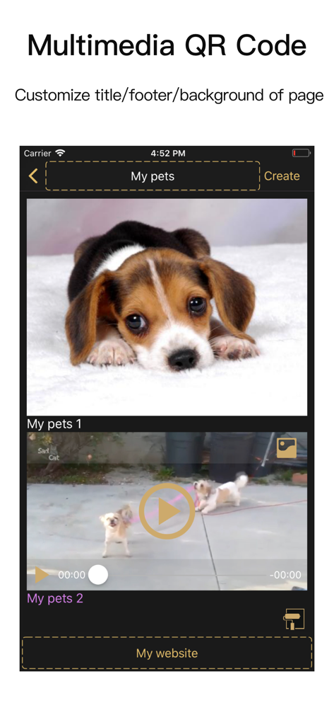 QR Code Studio Pro-QR Scanner - Customizing a multimedia QR code landing page with images and video