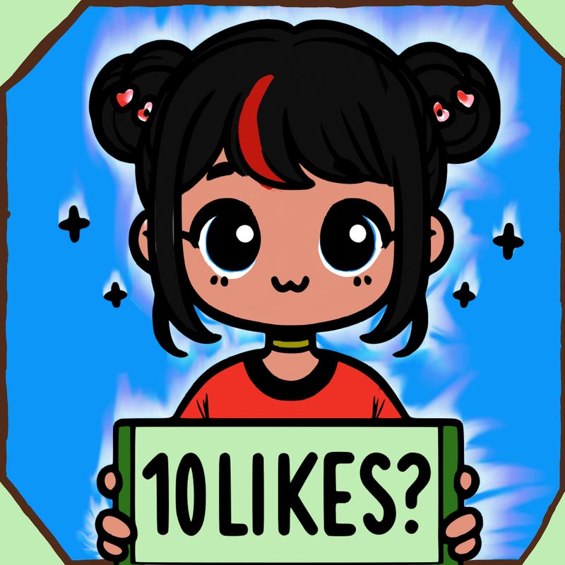 cute girl that is holding a sign that says 10 likes?