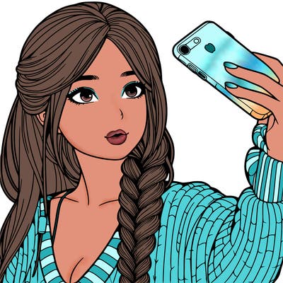 realistic girl, taking a selfie