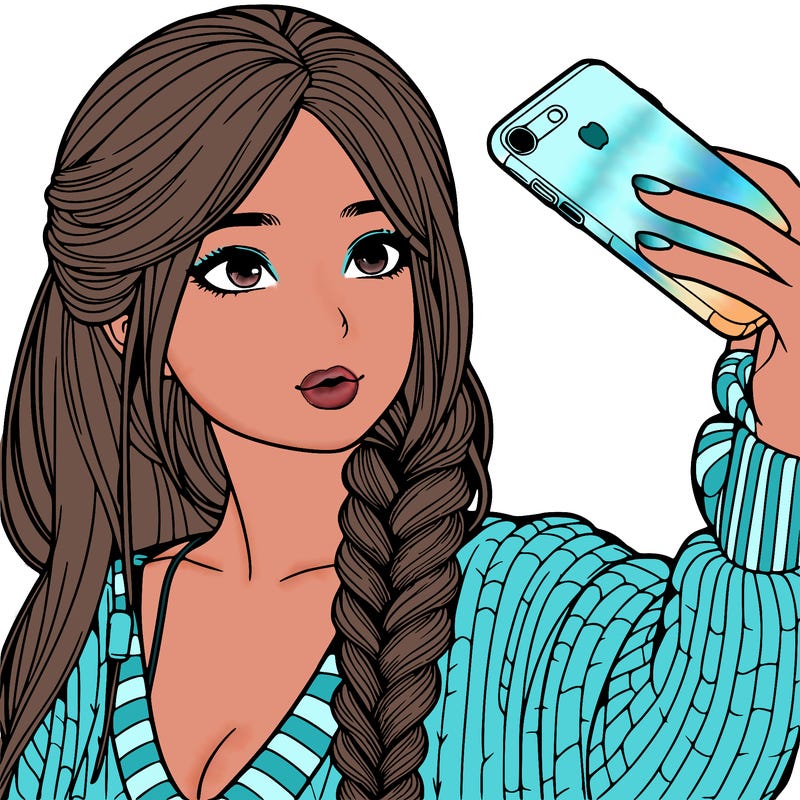 realistic girl, taking a selfie