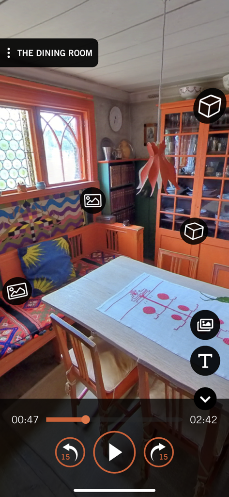 Carl Larsson - Une visite virtuelle interactive à 360 degrés de la salle à manger colorée dans l'application mobile Carl Larsson.