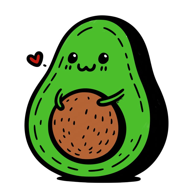 an avocado hugging an avocado