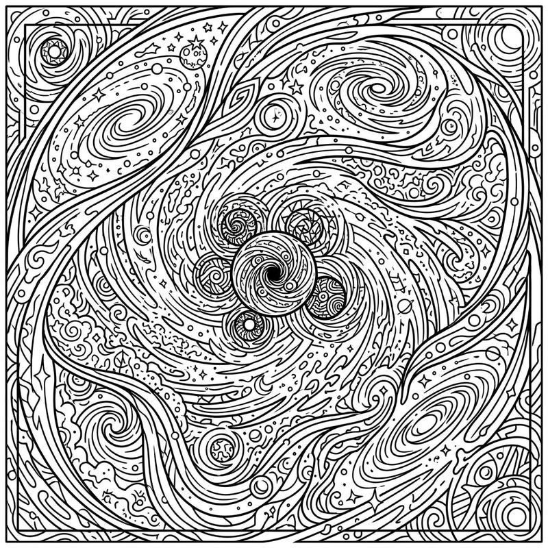 Dive into the enigmatic origins of the cosmos with this stunning Primordial Black Holes coloring page. Its intricate design invites you to explore hypothetical phenomena from the early universe, offering a truly unique and educational artistic experience.