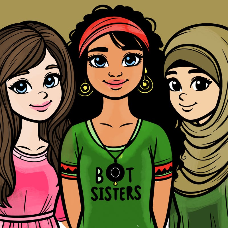 three sisters with a best sisters necklace