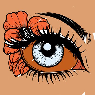 realistic eye with flower