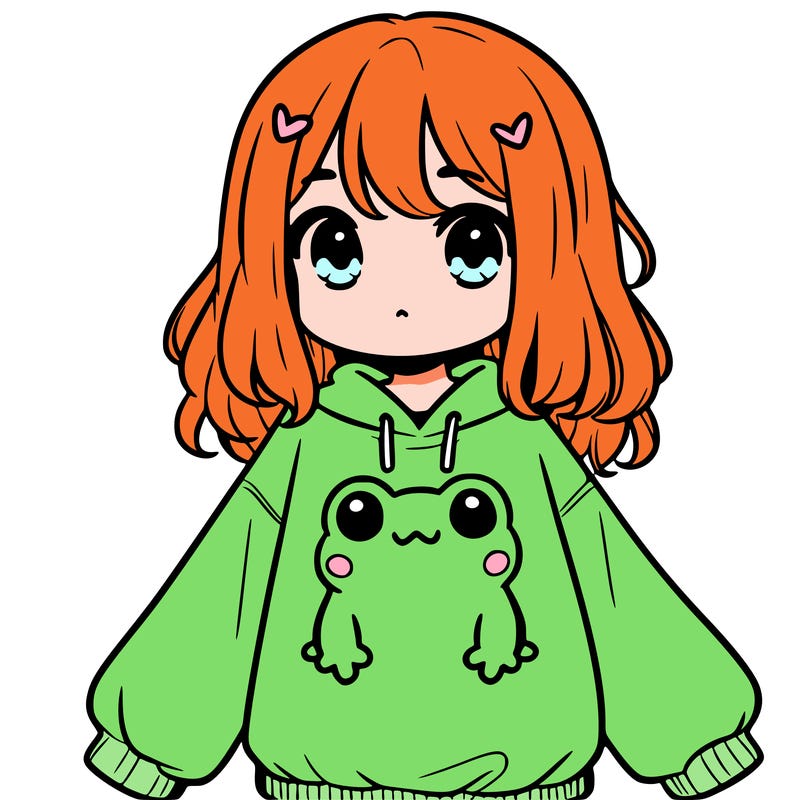 girl wearing frogging sweatshirt