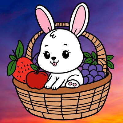 bunny in a fruit basket