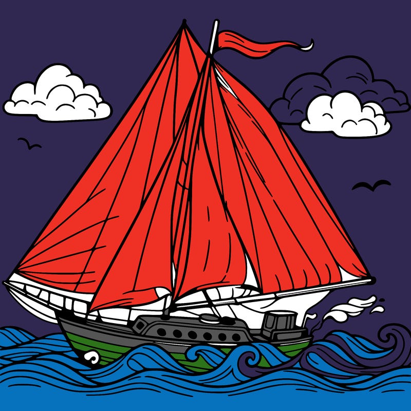 sailingboat in lineart