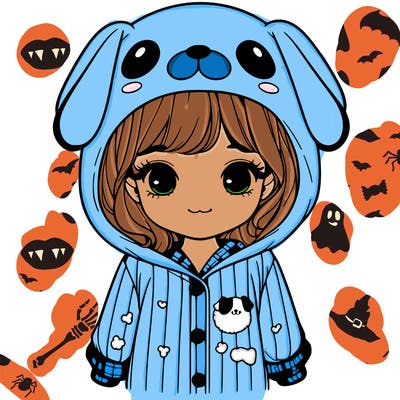 realistic girl in dog pjs