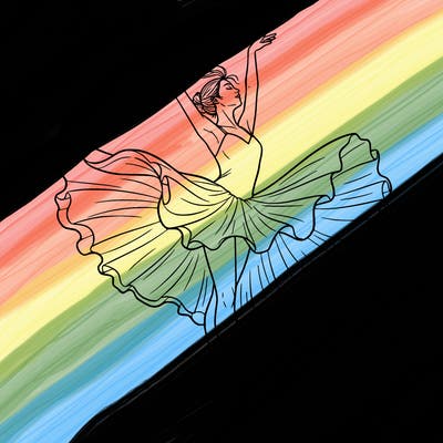 a delicate ballerina with her costume in motion.