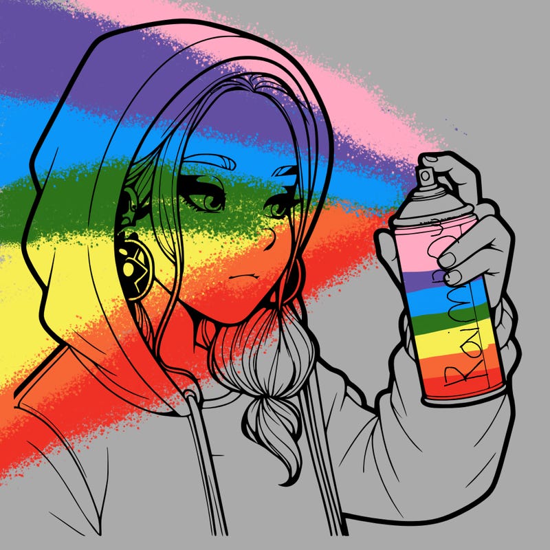 a realistic girl, spray painting