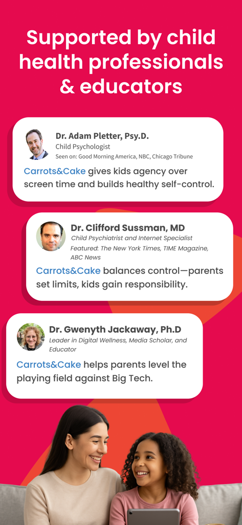 Parental Control: Carrots&Cake - 児童心理学者と教育者がCarrots and Cakeペアレンタルコントロールアプリを推奨