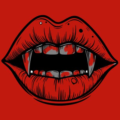 lips with vampire teeth