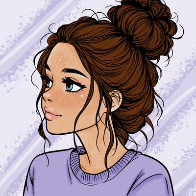 a realistic girl with a messy bun