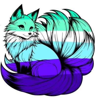 realistic detailed 9 tailed anime fox