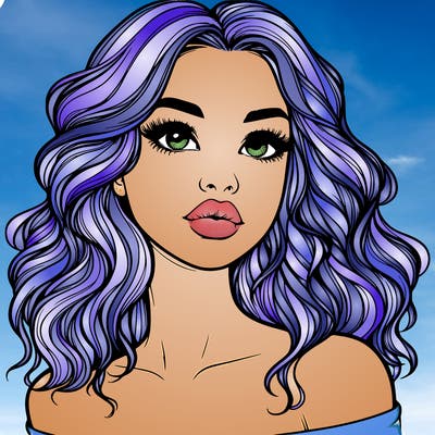 realistic girl with wavy hair and lips