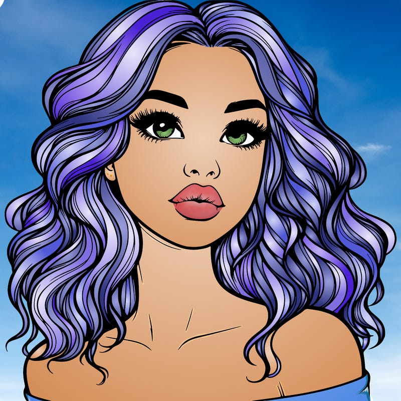 realistic girl with wavy hair and lips