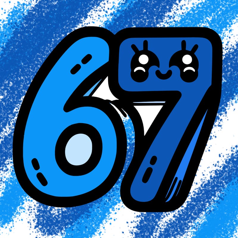 the numbers 67