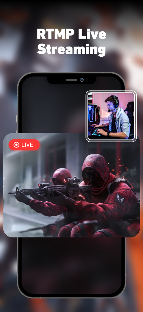 Super Screen Recorder: Full HD - RTMP live streaming feature with facecam for mobile gaming on Super Screen Recorder